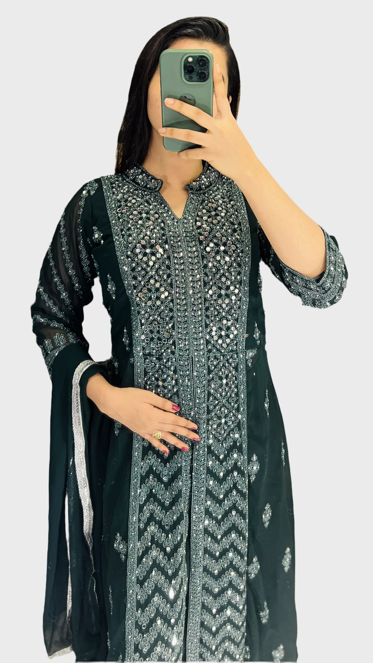 Green Embroidered Palazzo Set