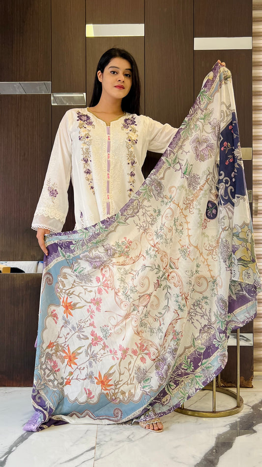 Hania Cutwork Pakistani Lawn Set 02