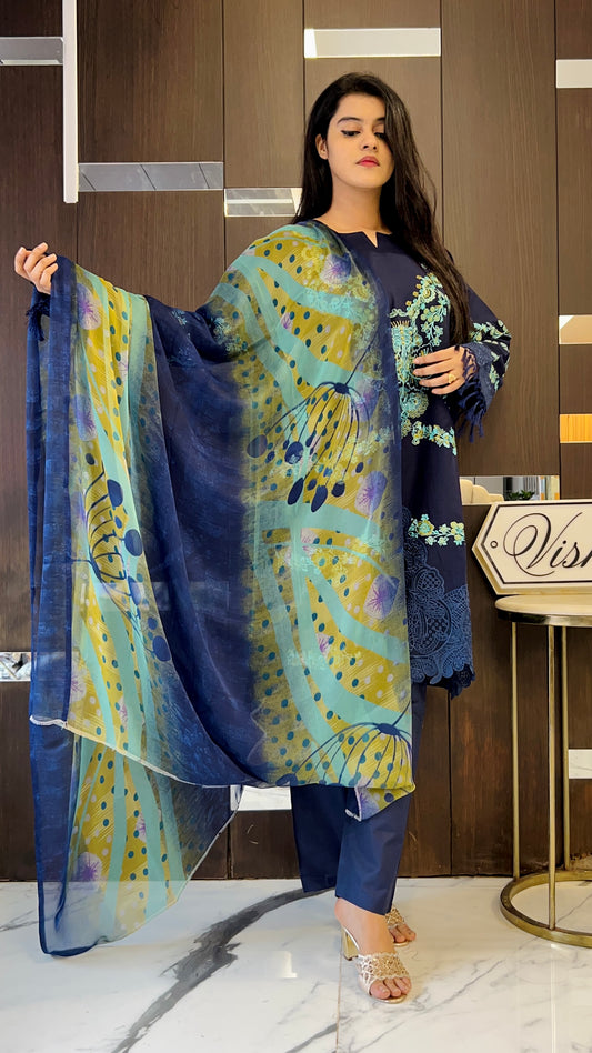 Nida Pakistani Cutwork Lawn Set 24