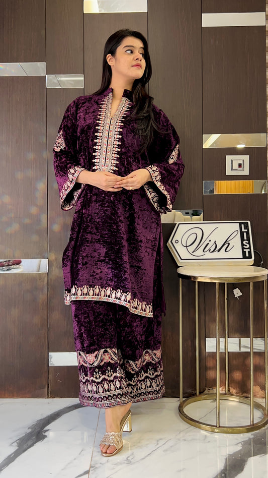 Hira Pakistani Crushed Velvet Suit 17 (Purple)