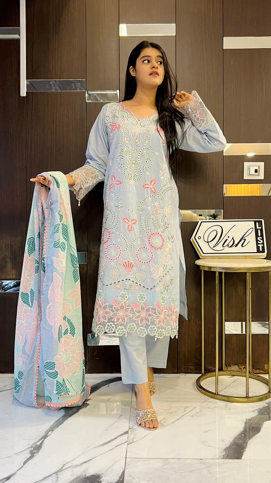 Hania Cutwork Pakistani Lawn Set 08