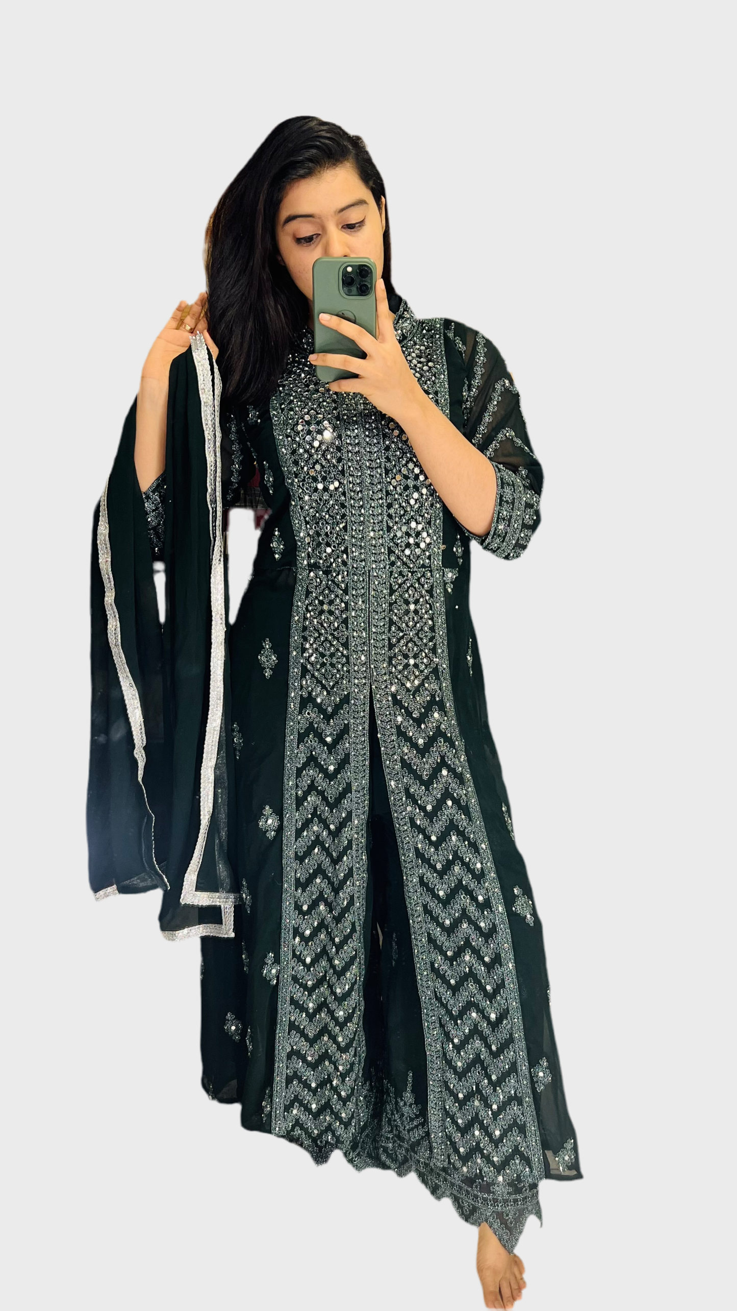 Green Embroidered Palazzo Set