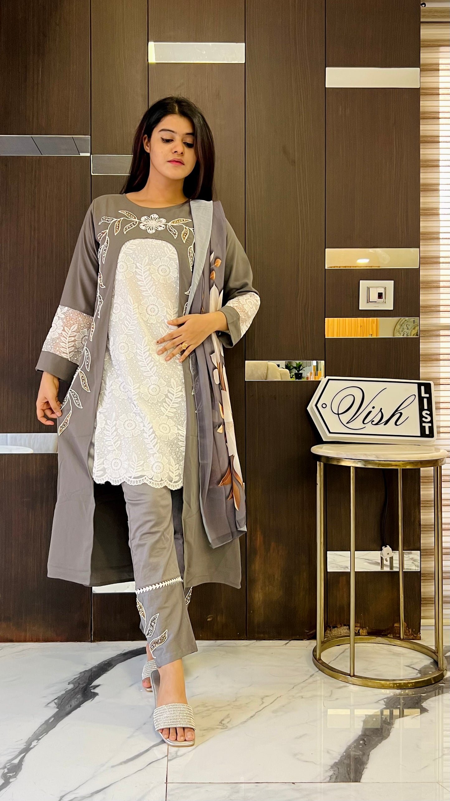 Designer Tunic Set (Grey)